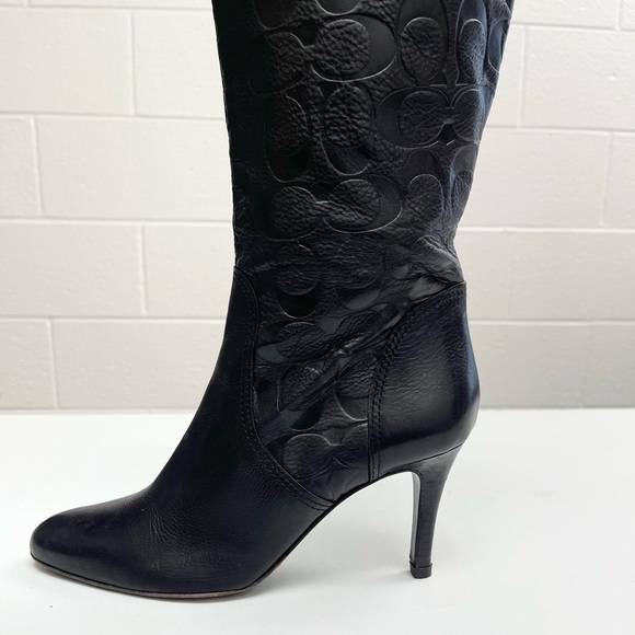 COACH Elitta Embossed Signature C Knee High Soft Leather Boots 7.5 B - Picture 6 of 16